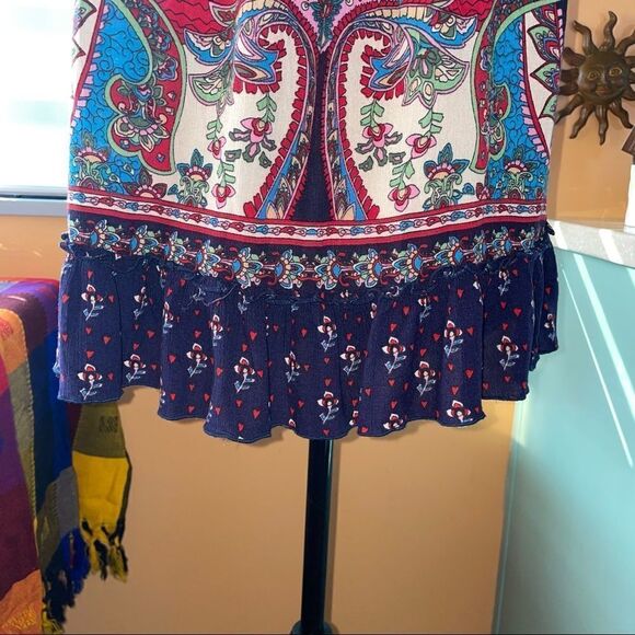 Bila jessica mixed paisley- boho V neck tassel top high low hem size Med - Picture 9 of 13